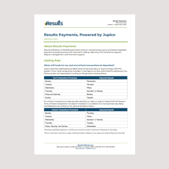 Jupico Merchant FAQs for Results Payments